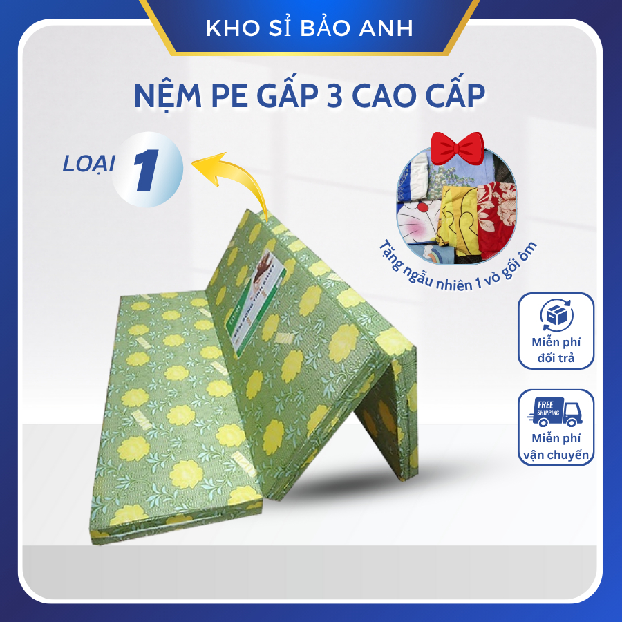Nệm Gấp 3 PE Hàn Quốc Cao Cấp - Nệm PE Không Xẹp Lún, Gấp 3 Tiện Gọn