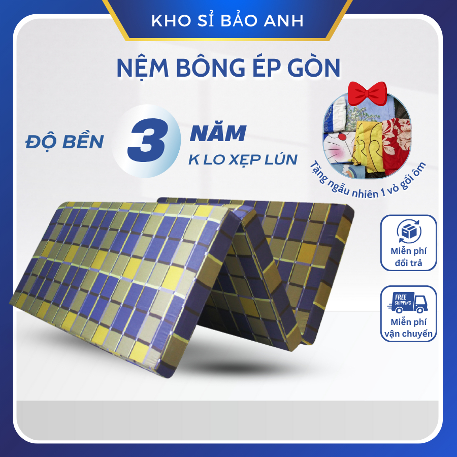 [HỎA TỐC HCM]  Nệm kí túc xá, Nệm gòn ép korea hàn quốc 80cm x 2m cao 3,5,10 phân