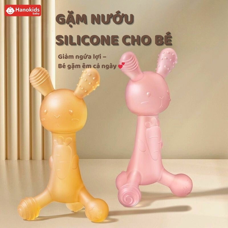Gặm Nướu Cho Bé Hanokids Có Hộp, Silicone Cao Cấp Siêu Mềm Không BPA, An Toàn Giảm Ngứa Nướu