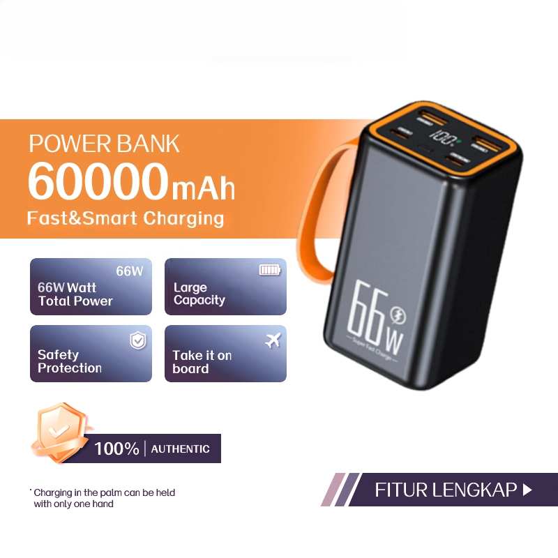 Pin dự phòng 60000mAh, sạc nhanh 120W kèm dây đa năng, tương thích nhiều điện thoại