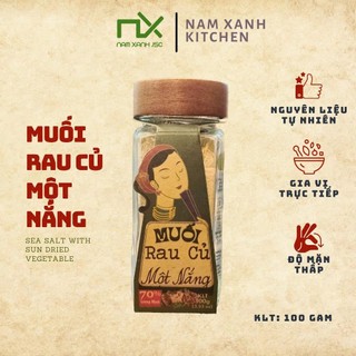 Muối Một Nắng Nam Xanh, Muối Rau Củ, Hũ Thủy Tinh 100g, Độ Mặn Thấp, Không Bột Ngọt, Gia Vị Healthy