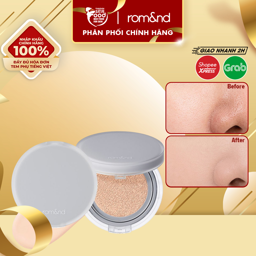 Phấn nước Romand che phủ hoàn hảo, mỏng nhẹ tự nhiên Hàn Quốc Romand NU Zero Cushion SPF24/PA++ 15g 