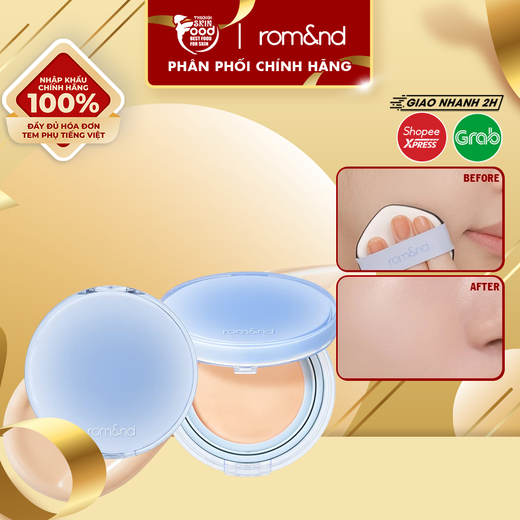 Phấn nước Romand che phủ tự nhiên, dưỡng ẩm cho da căng bóng Romand Bare Water Cushion SPF38/PA++++ 