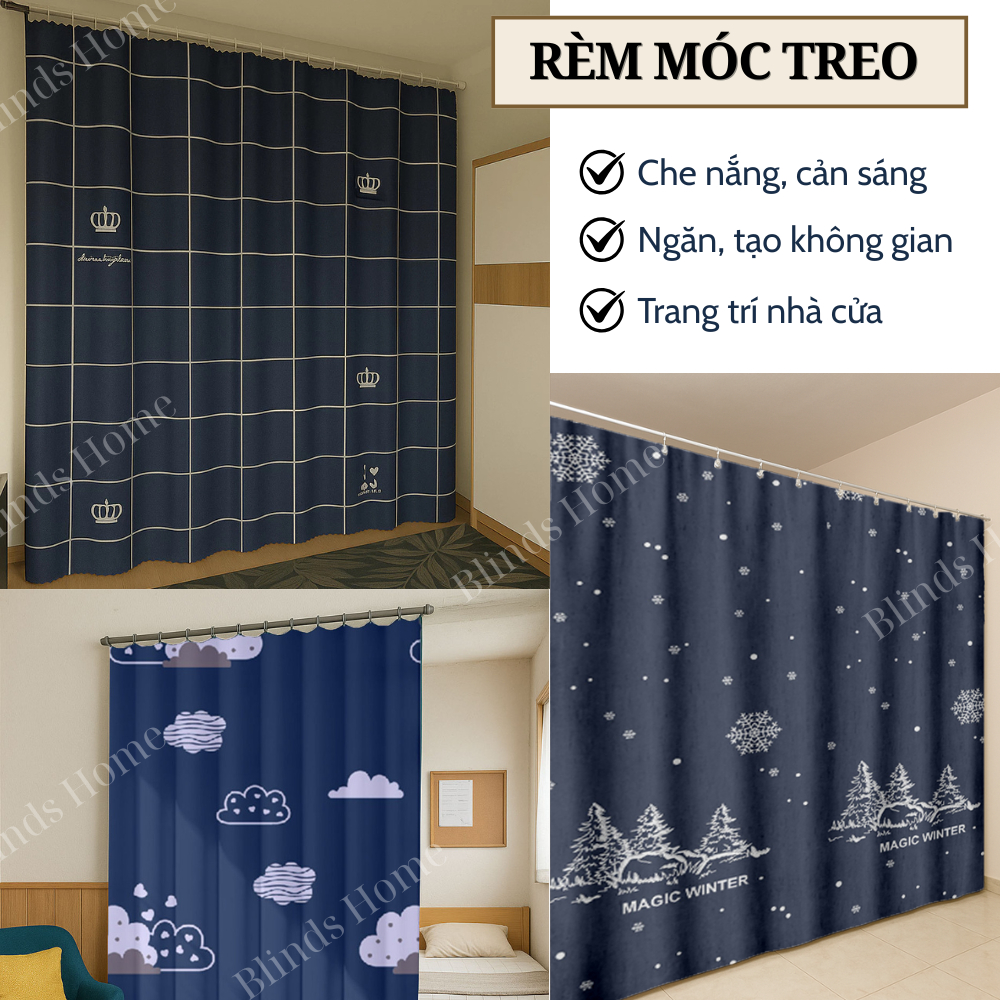 Rido Rèm Cửa ngăn phòng ngủ che nắng, rèm che gác phòng trọ cản sáng tặng móc RIDO, tạo không gian r