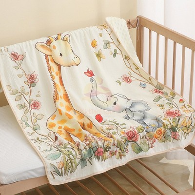 Chăn xô Muslin Hạt đậu cho bé, Chăn cho bé 4 mùa mềm mại ấm áp hoạ tiết cổ tích cho bé KidsWorld