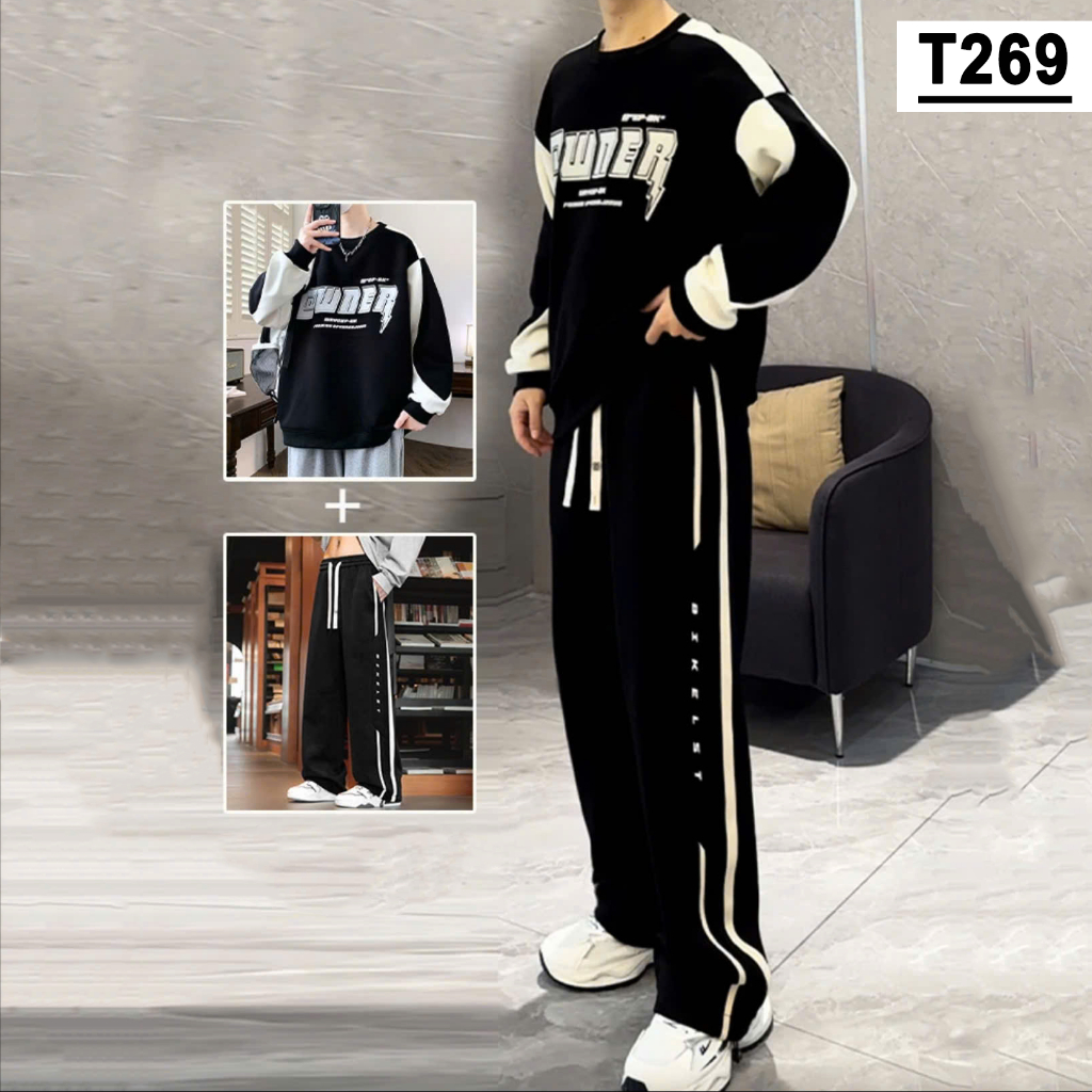 Bộ thu đông nam vải Poly dày dặn, loại đẹp, mịn, không nhăn, gồm áo và quần - Tiger Store