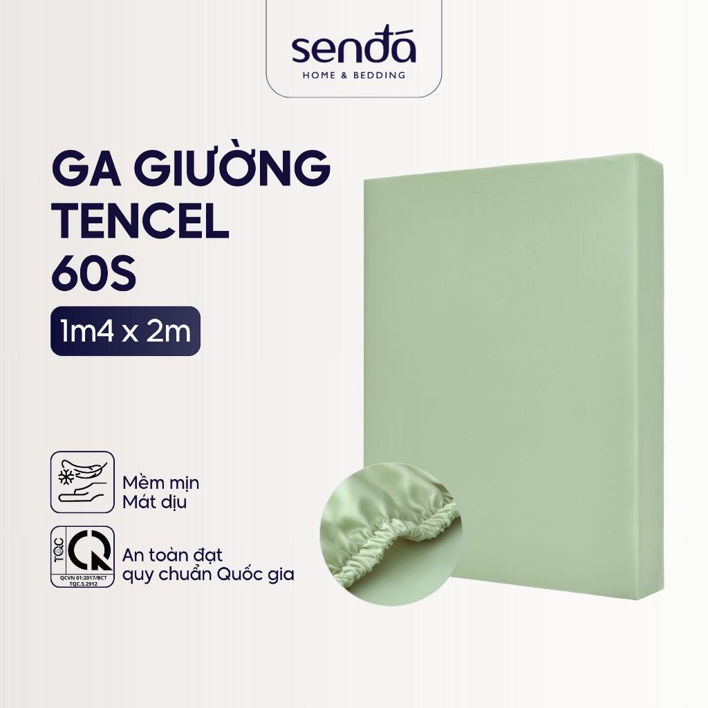 Ga giường Lụa Tencel 1m4 Sen Đá Home Bedding cao cấp trơn màu, drap bo chun trải nệm, ra bọc đệm 1m4