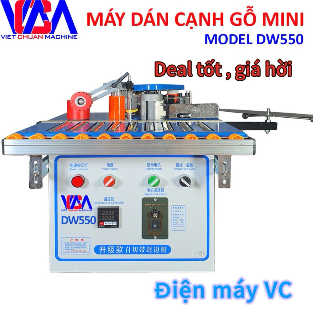  Máy dán cạnh mini đa chức năng DW550 tặng kèm 1kg keo và dao gọt chỉ thừa 