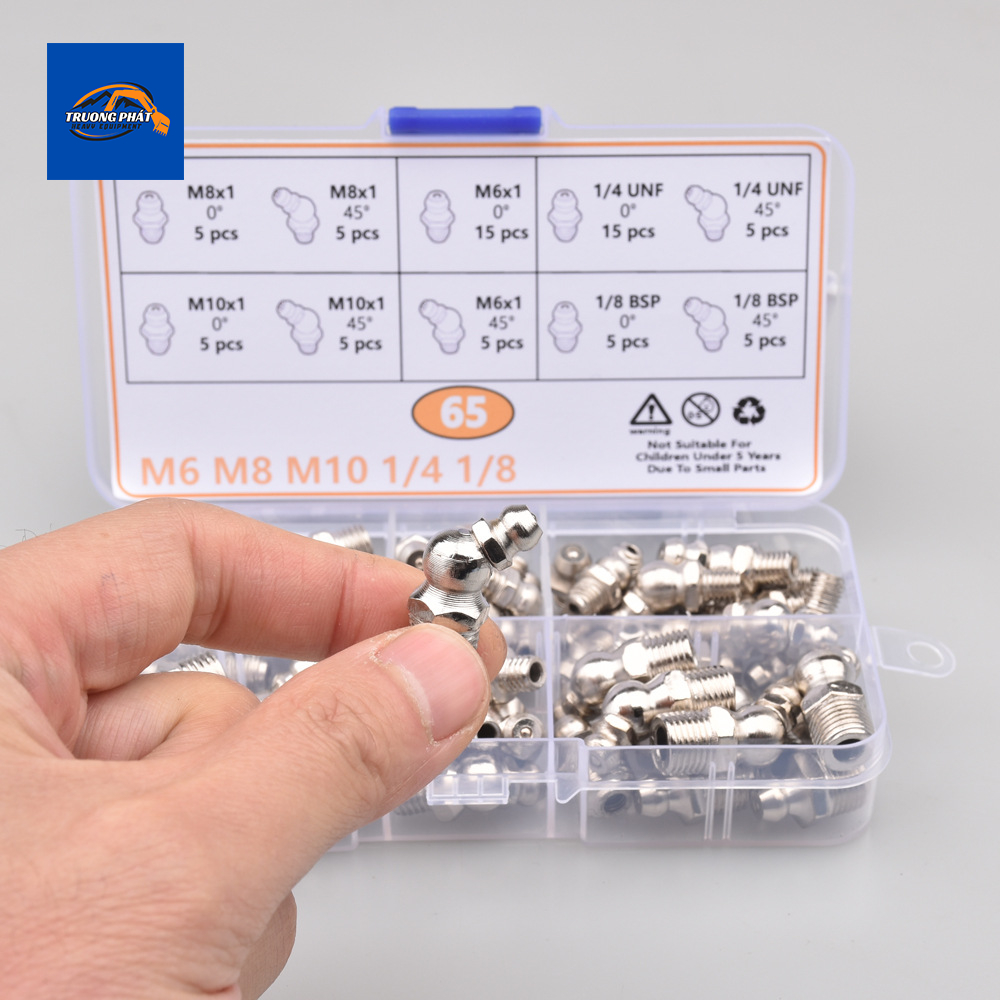 HỘP 65C VÚ BƠM MỠ COMBO M6, M8, M10 VÚ THẲNG VÚ CONG 45*