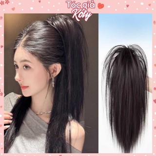  Tóc giả ngoạm đuôi ngựa xoăn - thẳng dài 35cm tóc búi kẹp đuôi gà cá tính cho nữ 