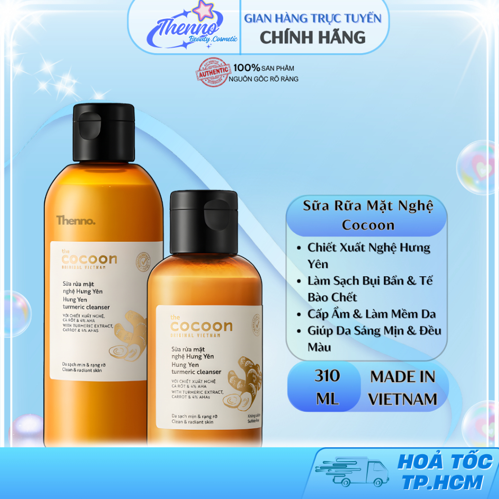Sữa Rửa Mặt Nghệ Hưng Yên Cocoon Giúp Da Sạch Mịn và Rạng Rỡ 310ml