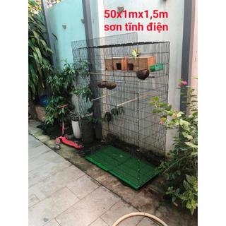 Lồng avi 50x1mx1,5m kc nan 0,9cm- sơn tĩnh điện sáng bóng không rỉ-kèm khay phân -Tặng máng ăn xanh