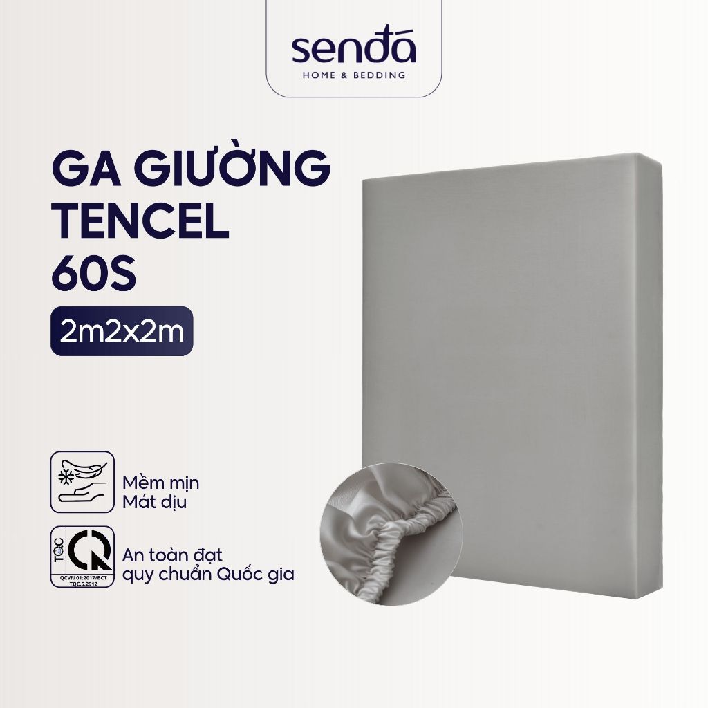 Ga giường Lụa Tencel 2mx2m2 Sen Đá Home Bedding cao cấp trơn màu, drap bo chun trải nệm 2m2 x 2m, ra