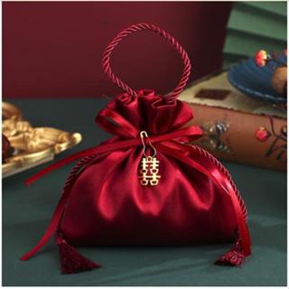 SỈ 10 TÚI Dây Rút Đựng Kẹo Kích Thuớc 16x17cm Đính Ngọc Trai Và Tua Rua Sáng Tạo.10 CÁI