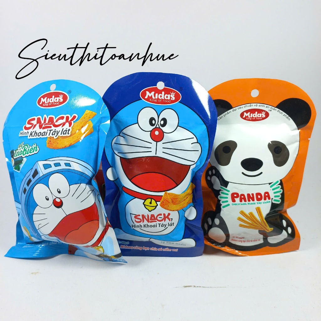 Combo 10 Gói Bim Snack Midas Hình Khoai Tây Lát/ Khoai Tây Chiên Vị Tảo Biển 30g