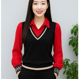  Áo sơ mi nữ dài tay công sở cổ phối bo gấu mặc thu đông. 