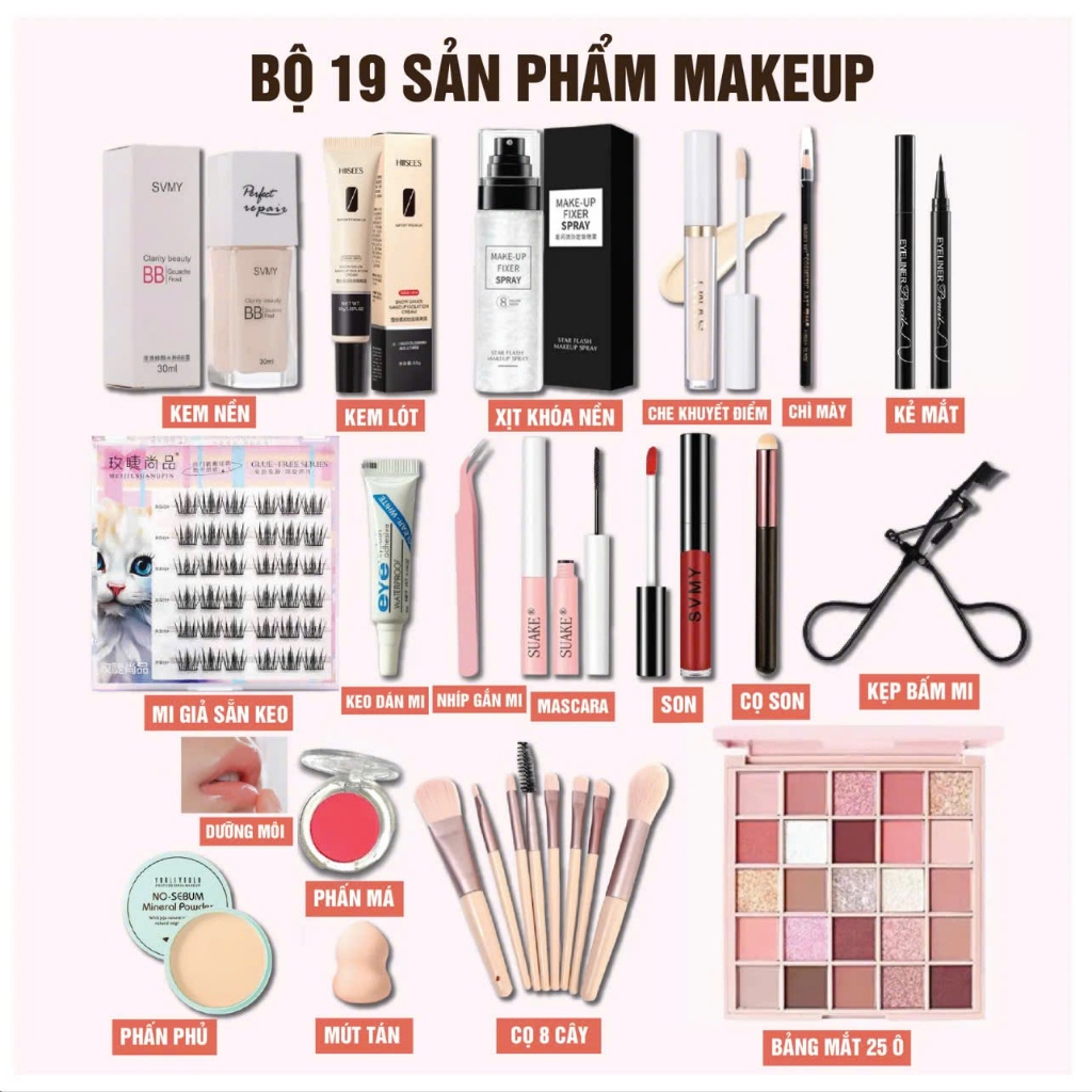 [CÓ MI] Bộ Trang Điểm Makeup 19 Sản Phẩm Đầy Đủ Và 13 Sản Phẩm Cơ Bản , Makeup Cá Nhân Cho Người Mới Học