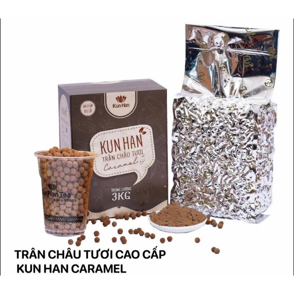 (Nguyên liệu) Trân châu tươi cao cấp KUNHAN Caramel-  trân châu đen, dai, thơm
