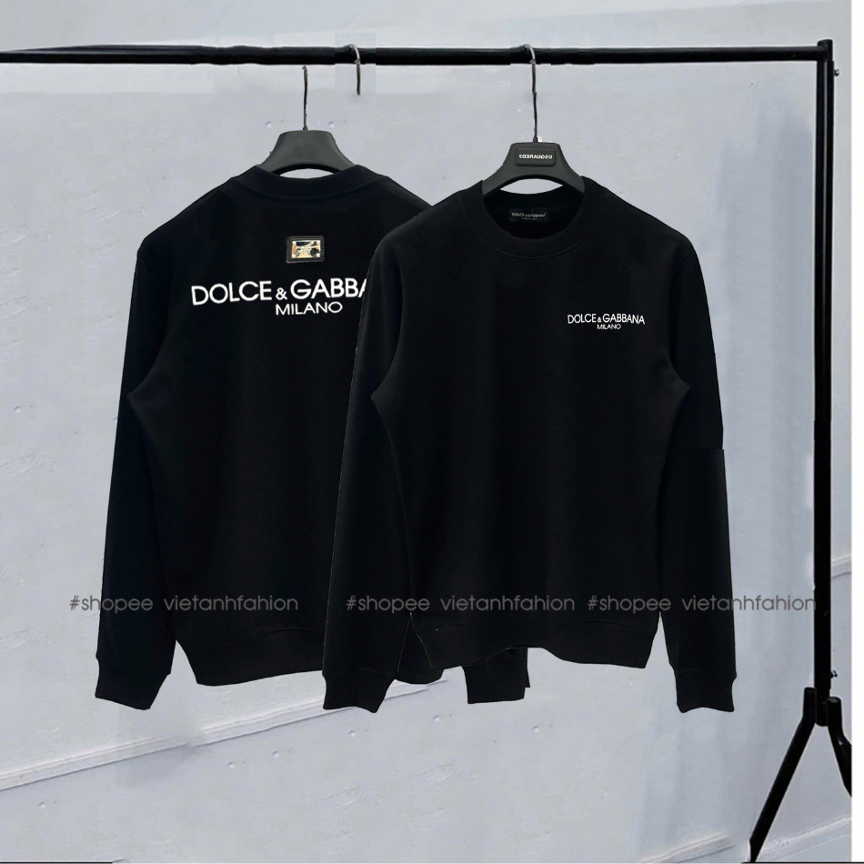 Áo nỉ sweater chữ Dol.ce gabbana 2 mặt,áo nỉ dài tay chữ Gabbana chuẩn lô gô sắt thêu nổi,chất liệu 