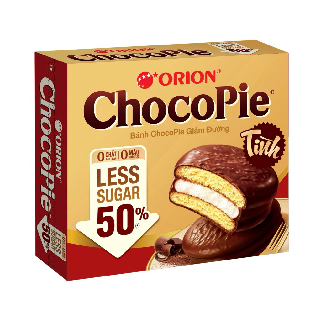 BÁNH ORION CHOCOPIE GIẢM ĐƯỜNG HỘP 360G (12 CHIẾC)/ CHOCOPIE LESS SUGAR