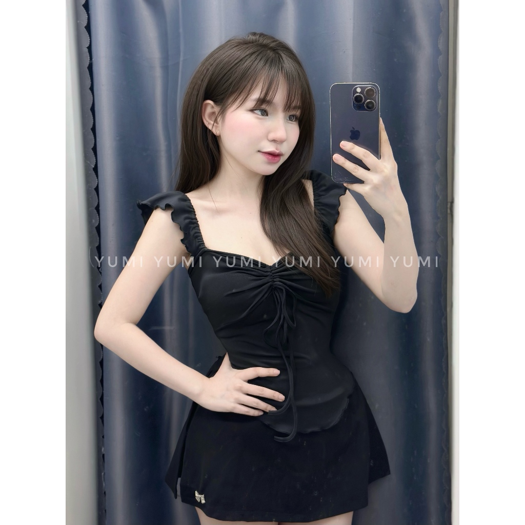 Y1722 [YUMI] Áo Hai Dây Cánh Tiên Dây Rút - Mặc 2 Kiểu Áo Trễ Vai tay Cánh Tiên | BigBuy360 - bigbuy360.vn