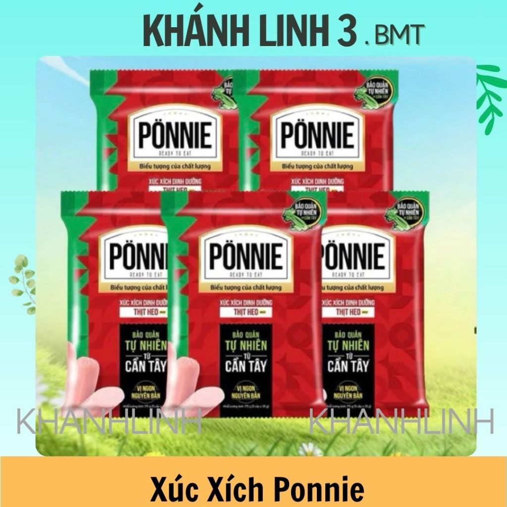 ☘️ 5 Bịch x 5 cây x 35g gói xúc xích Ponnie .Xúc Xích Dinh Dưỡng Thịt Heo Ponnie .