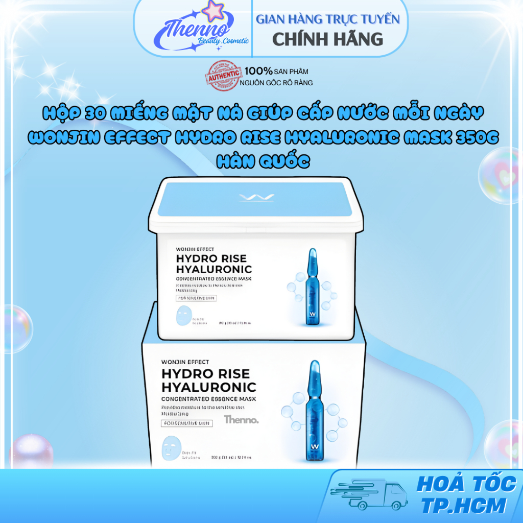 Hộp 30 Miếng Mặt Nạ Giúp Cấp Nước Mỗi Ngày WonJin Effect Hydro Rise Hyaluronic Mask 350g Hàn Quốc