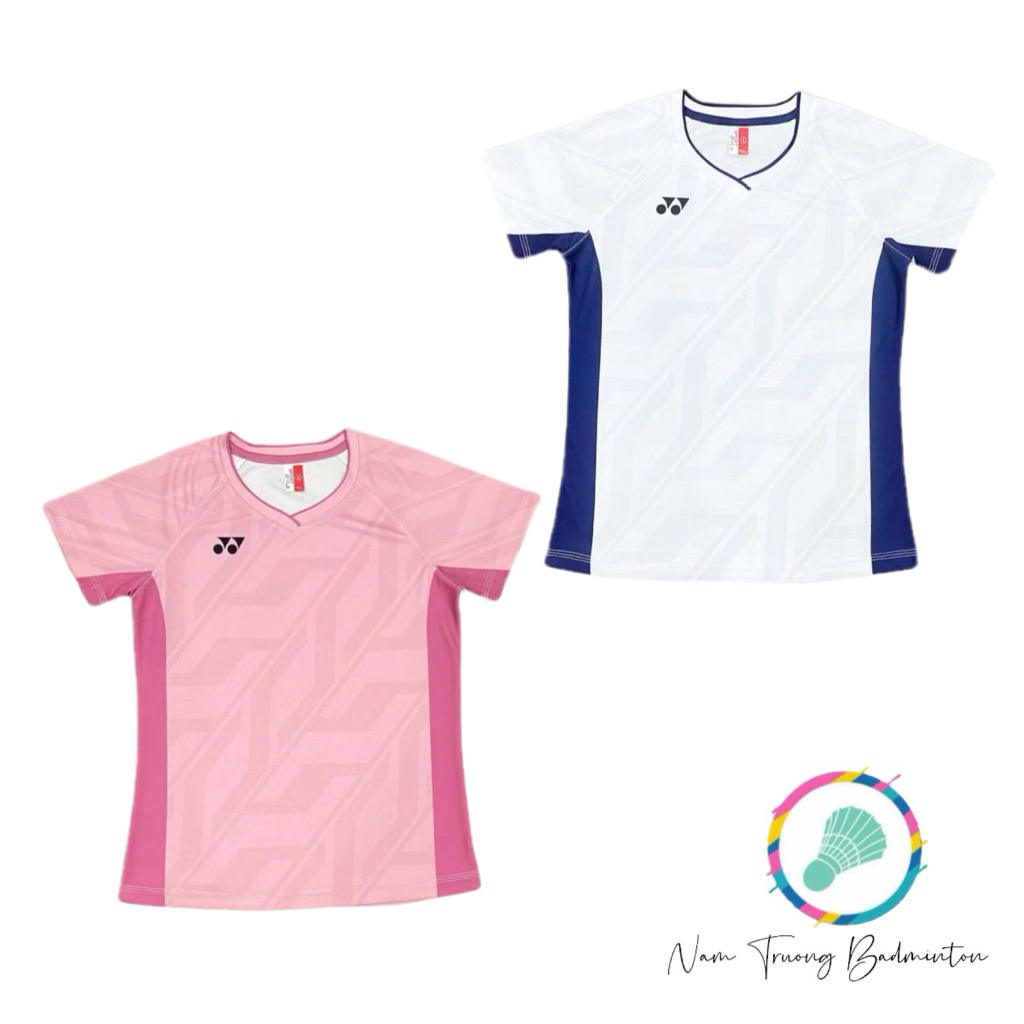 ( Nam - Nữ tay thường) Áo cầu lông Yonex - tuyển Hàn - trắng/ hồng