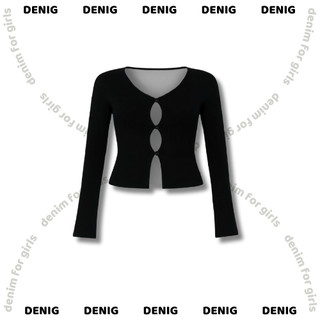  Áo khoác cardigan thun gân dài tay ôm sát ba cúc khoét quả trám cá tính DENIG - MESI CARDIGAN 