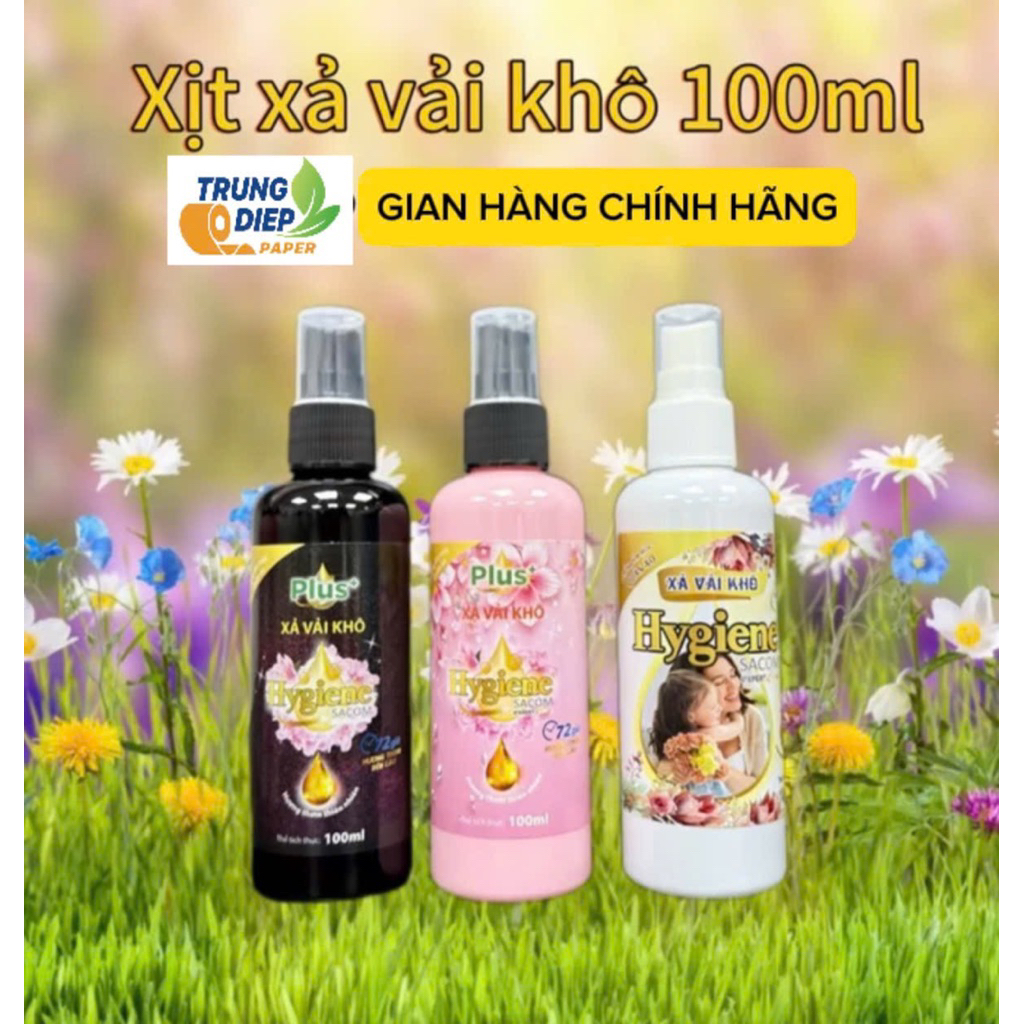 Combo 3-5 chai xịt xả vải khô Hygiene Sacom 100ml lưu hương chống ẩm mốc trên quần áo