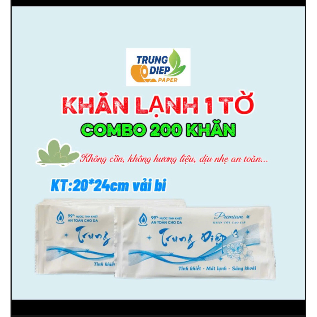 [24*20cm] Combo 200 khăn lạnh Trung Diệp hương dịu nhẹ