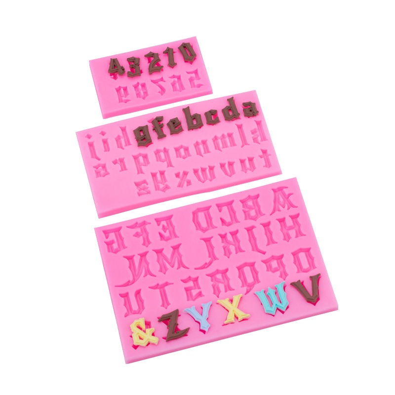 [Khuôn Silicone 4D] sét 3 khuôn chữ số to cách điệu trang trí bánh rau câu, bánh sinh nhật khuôn chữ cái