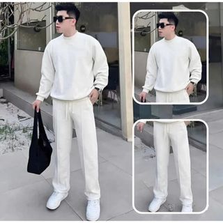 Bộ Quần Áo Nỉ Thu Đông SHOPMENSTORE Cổ Tròn Dáng Xuông,Bộ Nỉ Nam Mùa Đông Chấ Vải Da Cá Dày DẶn