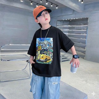  Áo Phông Thun In Hình ô Tô  DS.Q Đẹp Bé Trai Nam - Áo Cộc Tay Cotton Bé Trai  - Áo Boy Phố Bé Trai Mặc Thoái Mái --- 