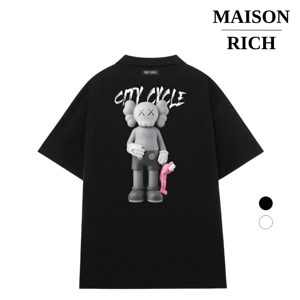 Áo Thun Có Cổ Polo Maison Rich Premium Tee Kaws Gone City Cycle