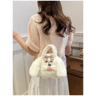  Túi đeo chéo cho nữ hình Gấu bông dễ thương túi thỏ lông mềm kèm dây đeo chéo túi xách trẻ em...... 