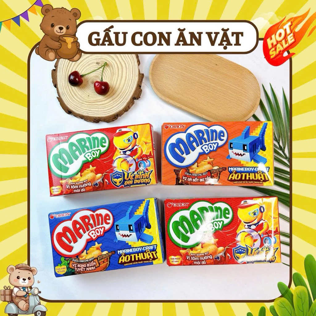 Snack Bánh cá Marine Boy Bánh khủng long Jungle Boy và Bánh quy ăn sáng Miz Orion đủ vị