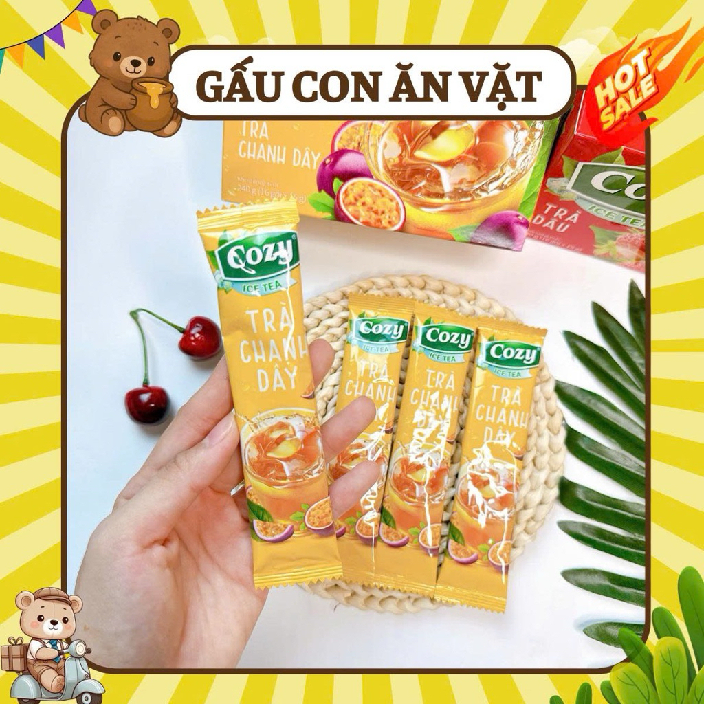 COMBO 10 GÓI Trà Chanh Dây Cozy Ice Tea, Trà Đen Vị Chan Dây Hoà Tan Thức Uống Giải Khát Thanh Nhiệt