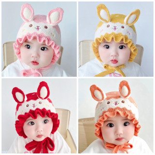  Mũ len tai thỏ cho bé sơ sinh dễ thương thiết kế 4 màu đáng yêu giữ ấm tai đầu cổ form ôm mềm mịn mùa đông 