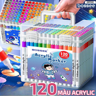  Set 120 Màu Acrylic Marker Bossee Bút Màu Acrylic Cao Cấp Thiết Kế Hộp Nhựa Tiện Lợi 