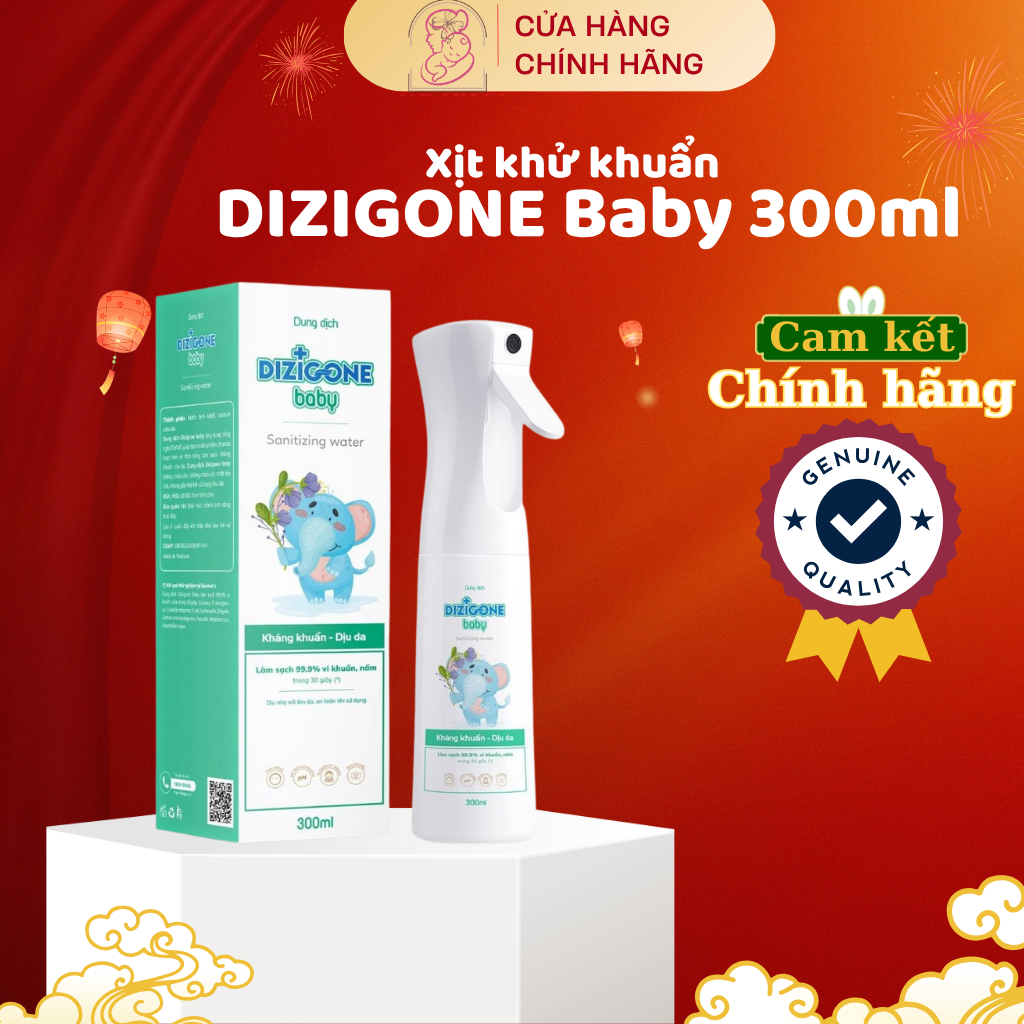 Xịt kháng khuẩn DIZIGONE Baby 300ml - Vệ sinh tay chân, đồ chơi, đồ dùng; phòng bệnh & bảo vệ bé