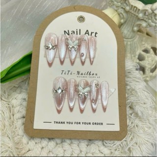  Nailbox thiết kế mắt mèo kim cương 10 móng úp phom nhọn siêu xinh mới nhất   tặng kèm keo,dũa,cồn  NAILBOX_THIẾT KẾ 