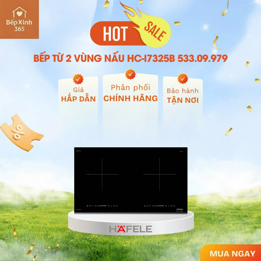 Bếp từ 2 vùng nấu HC-I7325B (533.09.979) - 2 vùng nấu tiện lợi, đun nấu nhanh, tiết kiệm điện