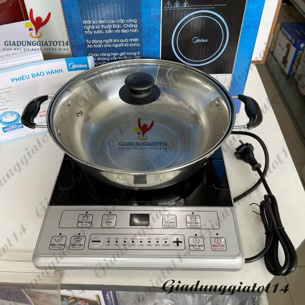 BẾP TỪ MIDEA 2015.Mặt bếp từ Midea bằng kính Ceramic.Tặng nồi lẩu giúp bạn chế biến món lẩu thơm ngo
