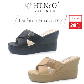 Dép Cao Gót - Dép Nữ Đế Xuồng HT.NeO Da êm Mềm Nhập Khẩu Cao Cấp ,Gót Cao 8cm DL-220