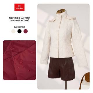  Áo phao CARDINA chất liệu gió chần trám dáng ngắn có mũ siêu nhẹ giữ ấm tốt 5PNF05 