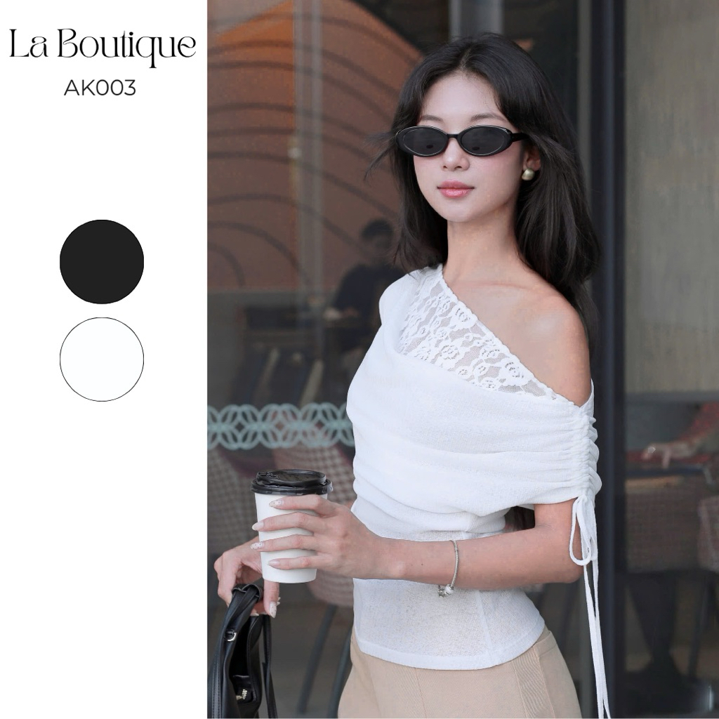 Áo Thun Lệch Vai Phối Ren La Boutique AK003-2507LAT | BigBuy360 - bigbuy360.vn