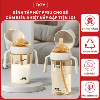  Bình sữa PPSU bình sữa nắp gập cho bé NAY cổ rộng thang đo đổi màu theo nhiệt độ màu chống sặc chống đầy hơi cho bé 