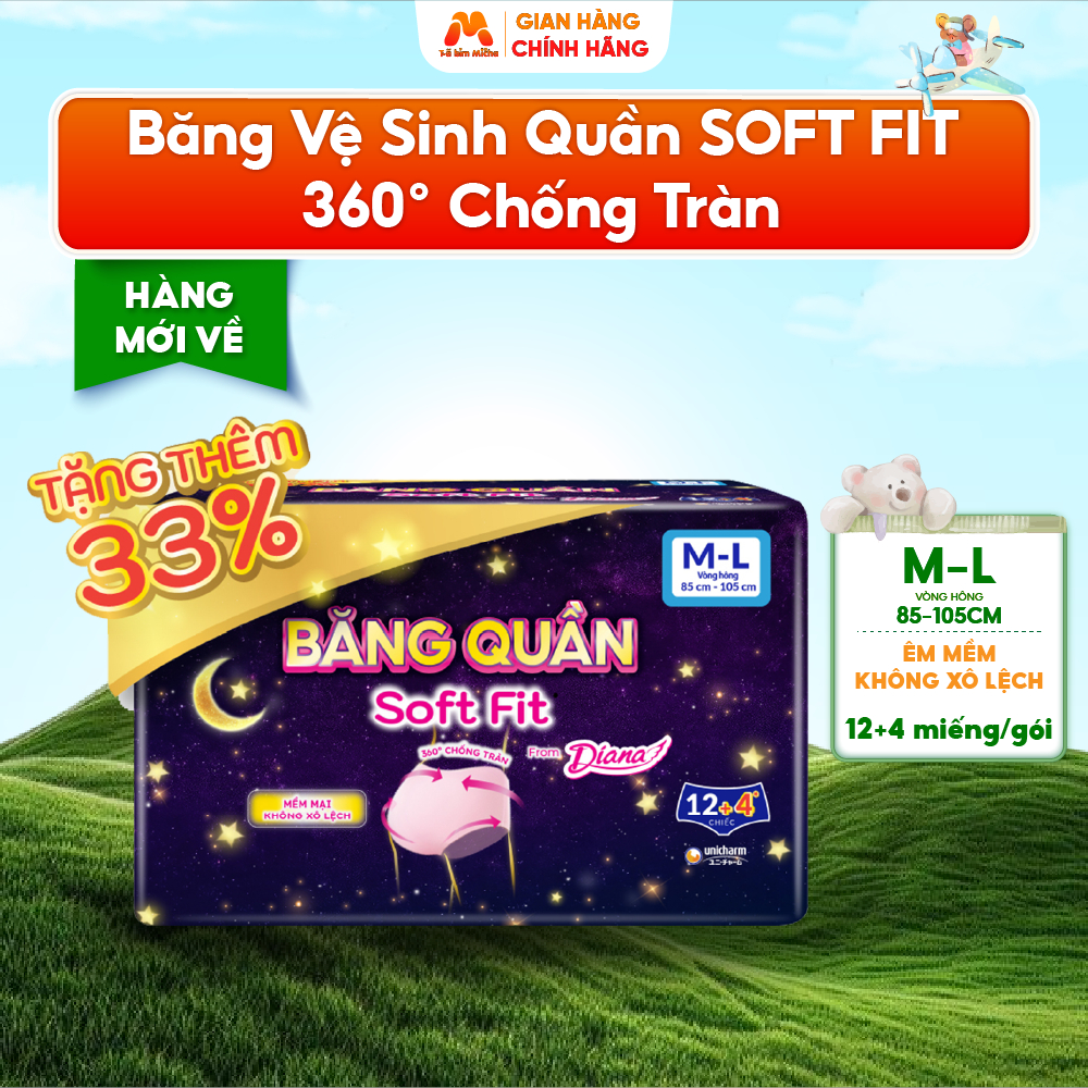 Băng Vệ Sinh Quần SOFT FIT DIANA M-L 360 Độ Chống Tràn M-LÊm Mềm Thoáng Khí Dành Cho Ban Đêm - MC174