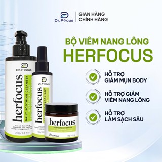 Bộ viêm nang lông, viêm lỗ chân lông, Xịt mụn lưng HERFOCUS ngăn ngừa mụn, giảm thâm MEE NATURAL